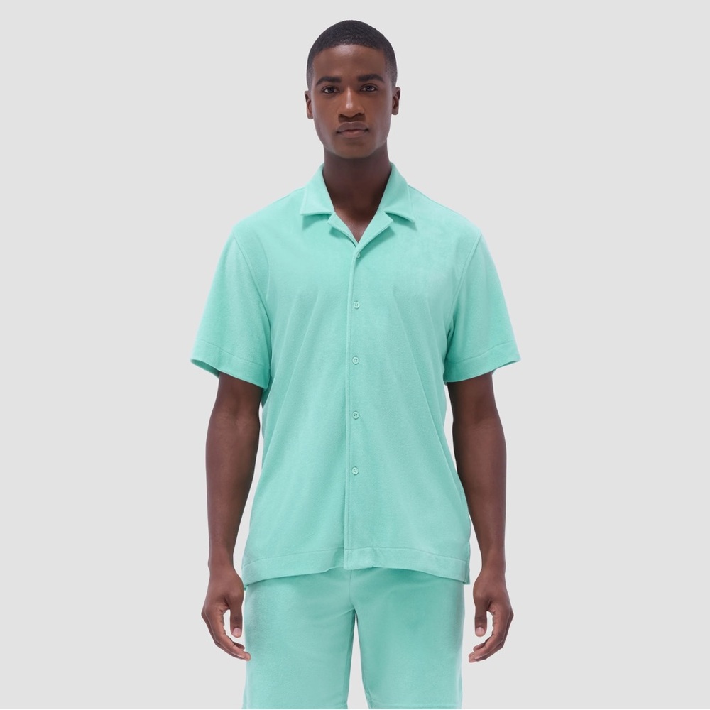 Bugatchi Men’s Menthol French Terry Camp Shirt large